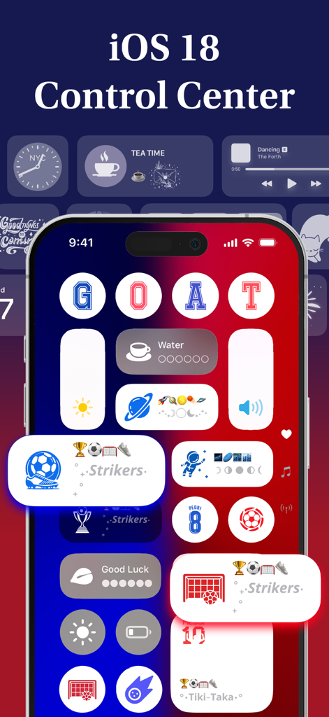 Themie: Wallpapers & Theme - サッカーをテーマにしたアイコンとウィジェットを備えたパーソナライズされたiOS 18コントロールセンター