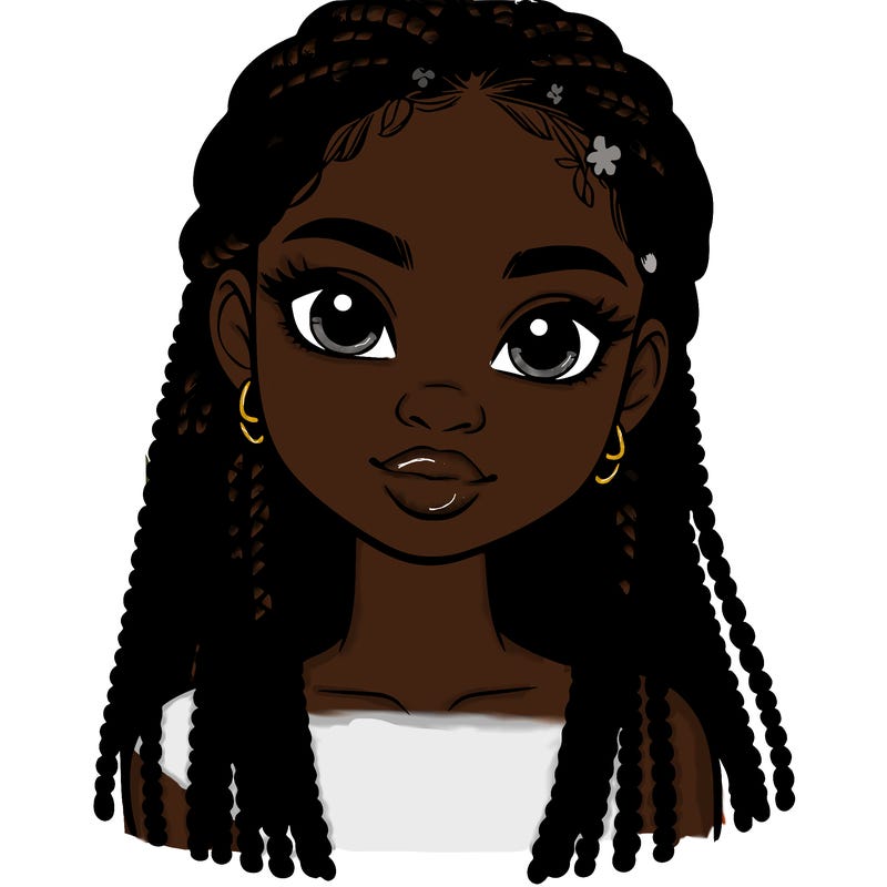 a realistic black girl with braids