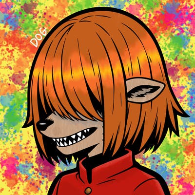 sharp teeth deer man with bob haircut