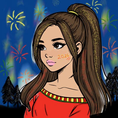 realistic girl with a high ponytail