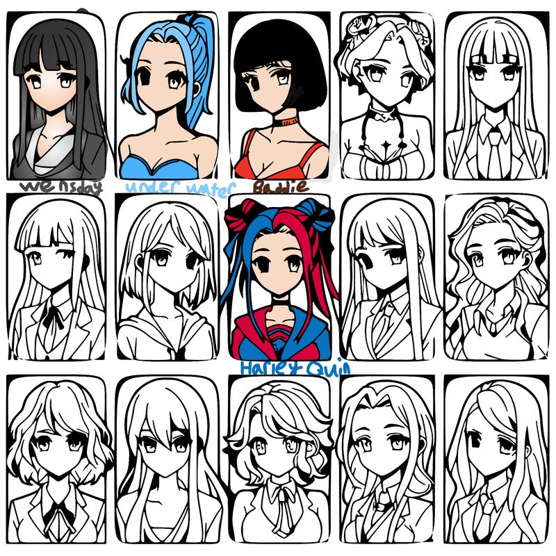 girls that look diffrent anime