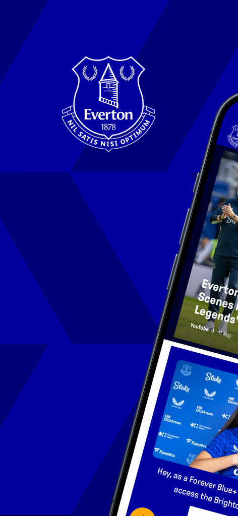 Everton - Official Everton Football Club app home screen showing news and rewards