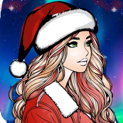 realistic girl in santa hat