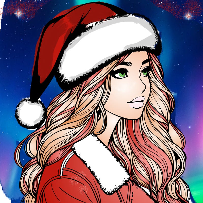 realistic girl in santa hat