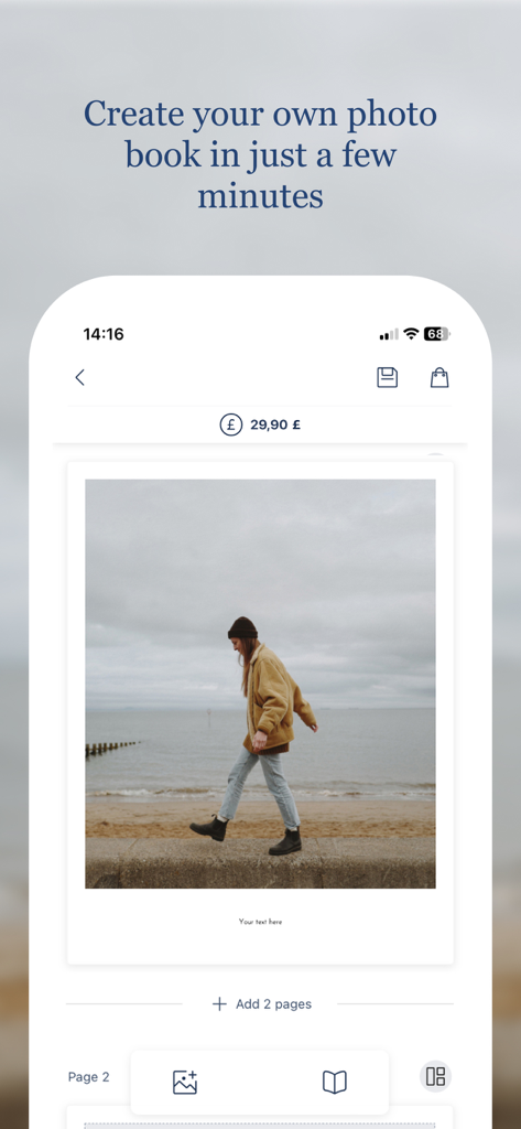 Rosemood: Photo Books & Prints - Interfaccia dell'app Rosemood per creare un album fotografico personalizzato