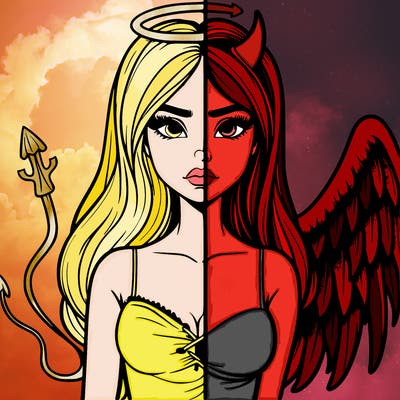 devil vs angel realistic girl