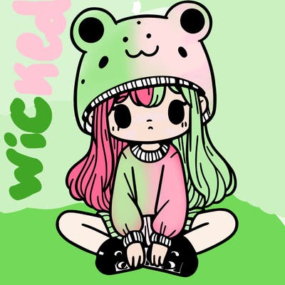 a girl wearing a frog hat and some frog socks