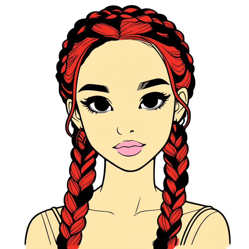 realistic girl with braids