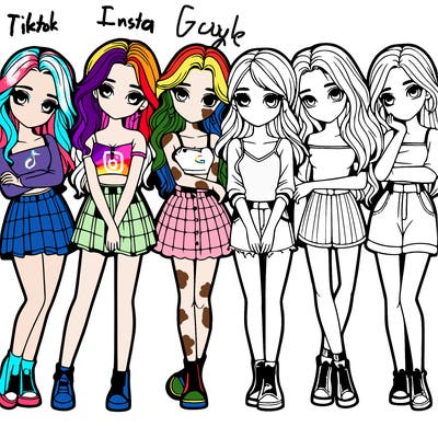 a group of girls realistic