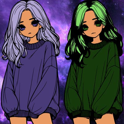 realistic girl with baggy sweater