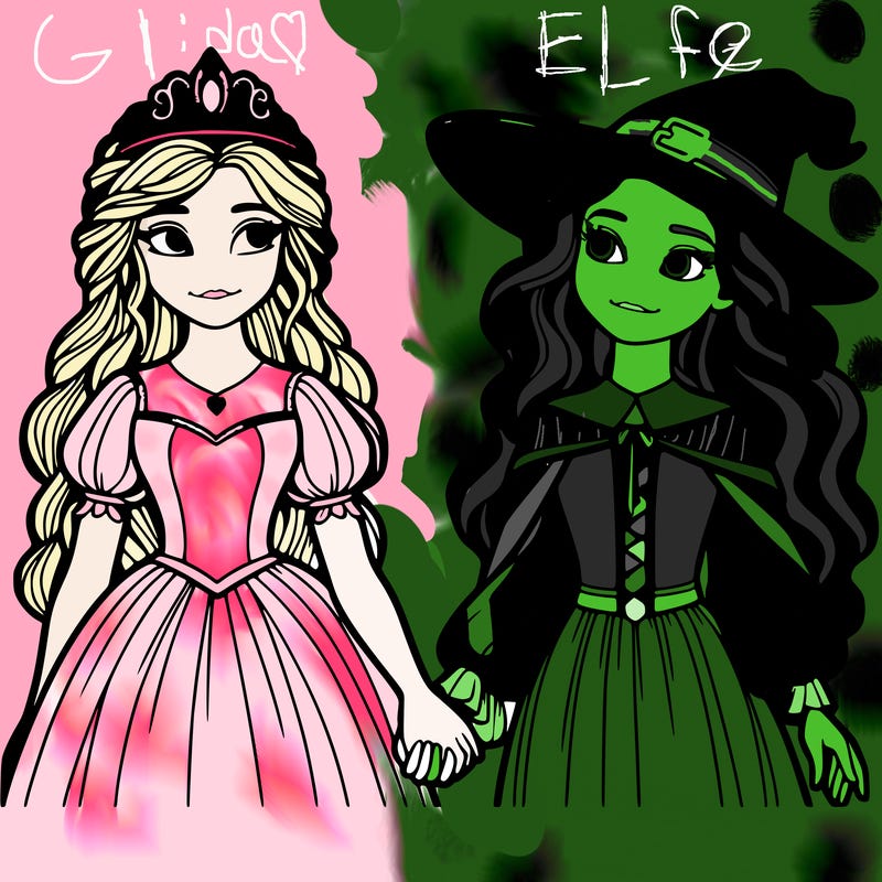 a princess and a witch holding hands realistic