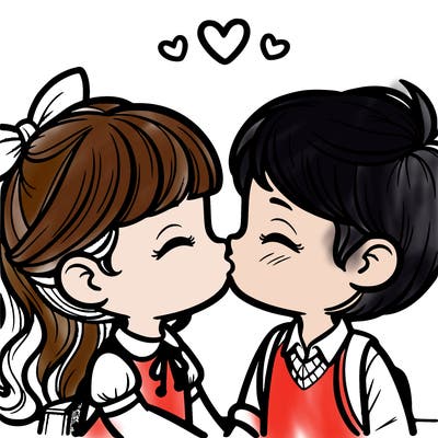 boy and girl kissing