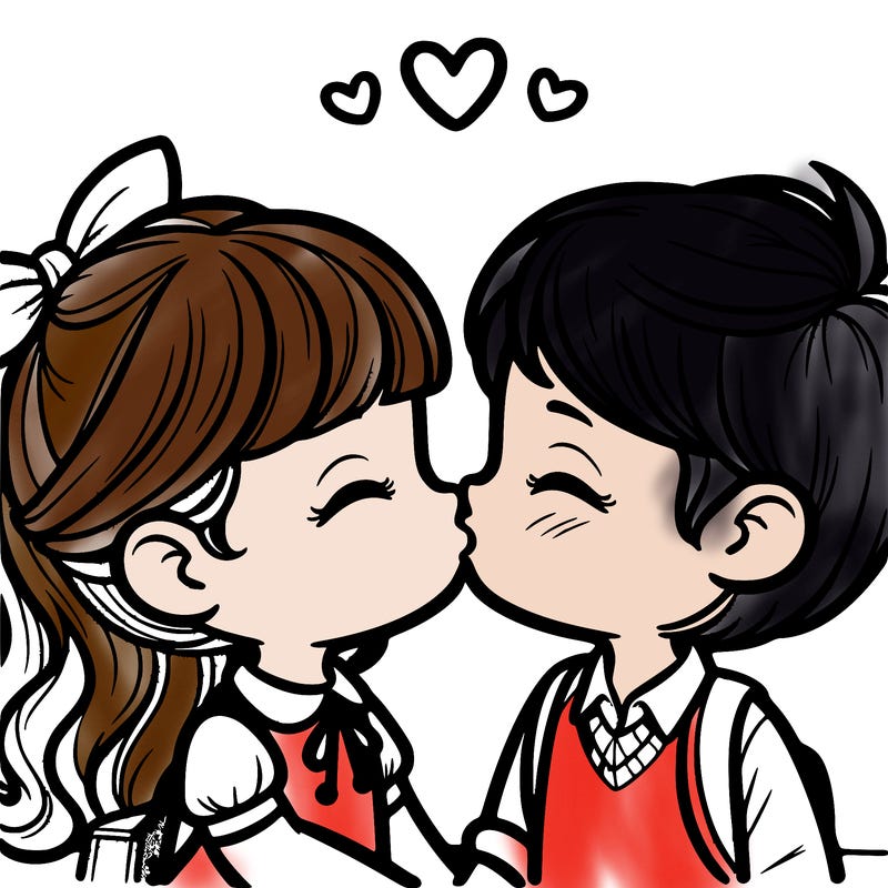 boy and girl kissing