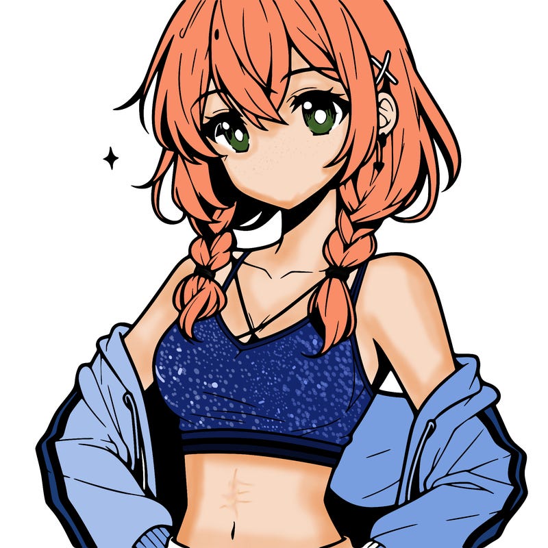 anime girl wearing crop top