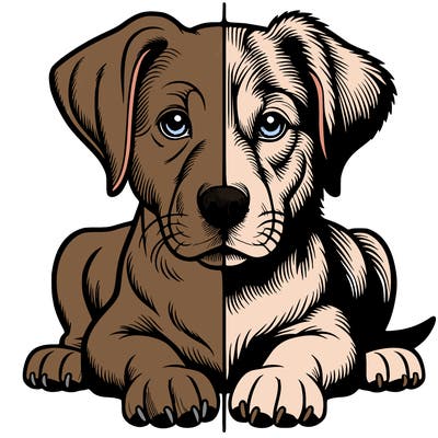 realistic dog split picture