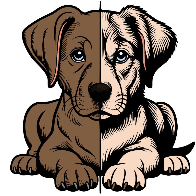 realistic dog split picture