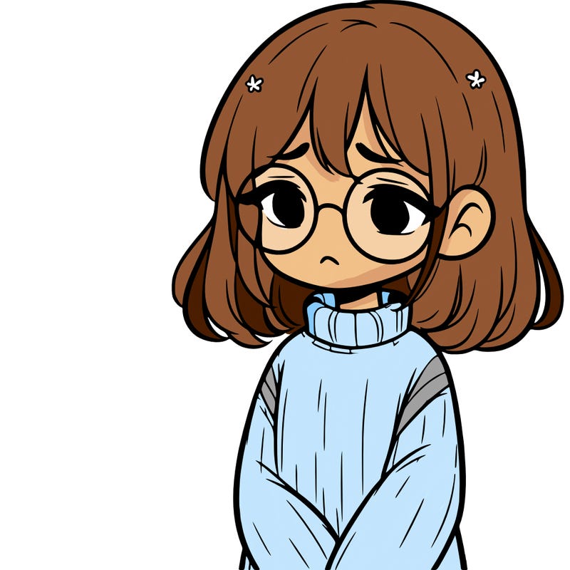 sad girl with glasses in a sweater