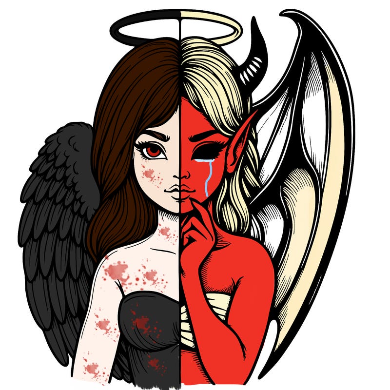 realistic angel half demon