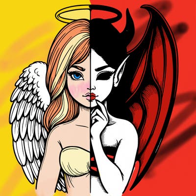 realistic angel half demon