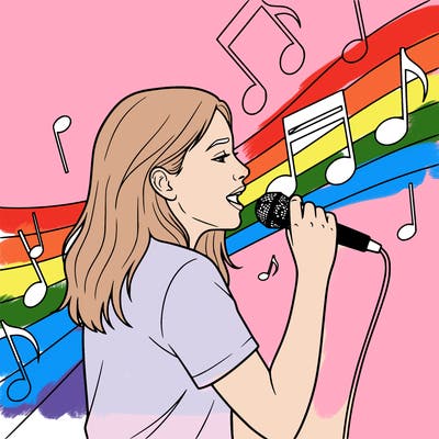 teenagers girl singing