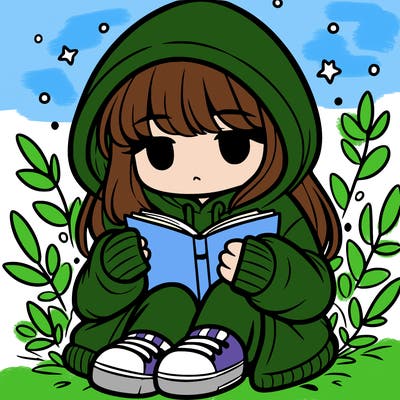 girl in oversized hoodie reading a book