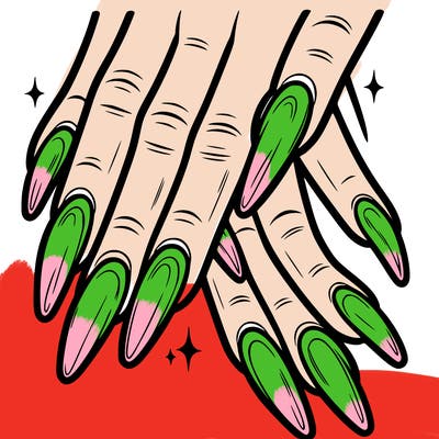 long nails with a design