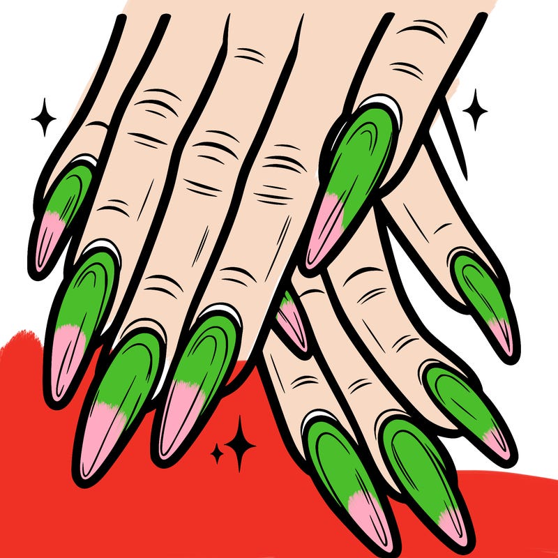 long nails with a design