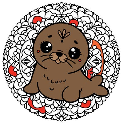 a cute baby seal mandala