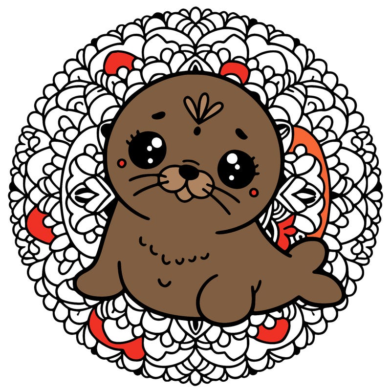 a cute baby seal mandala