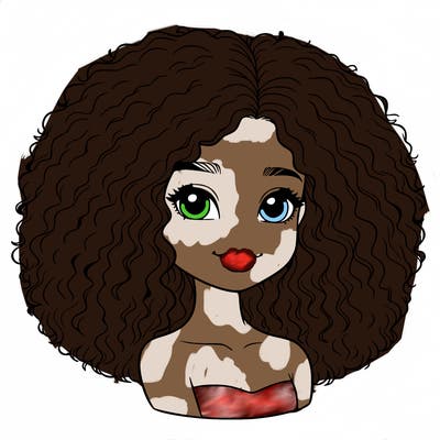 realistic girl with puffy hair