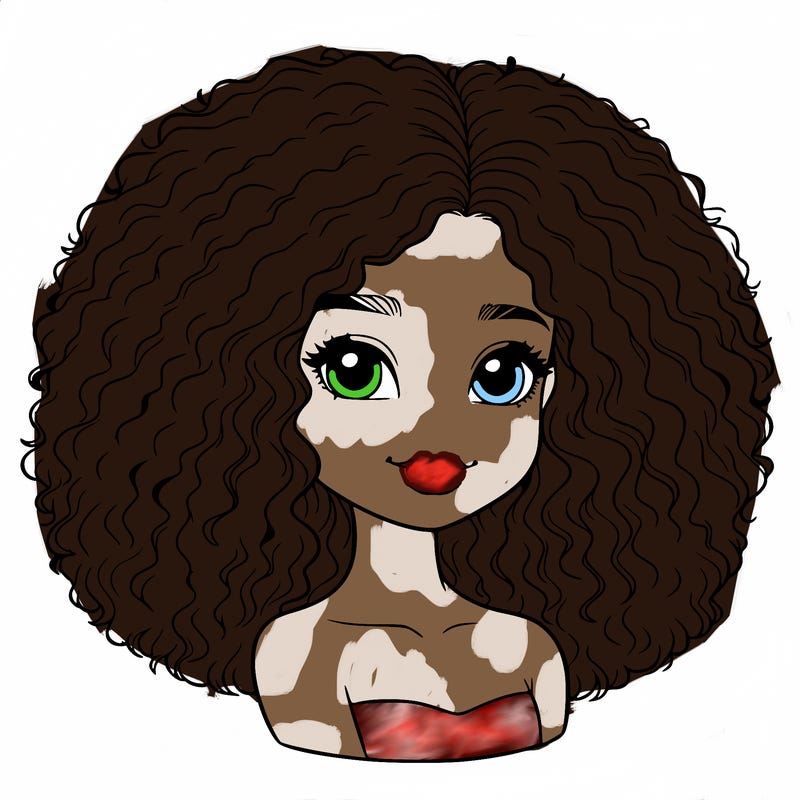 realistic girl with puffy hair