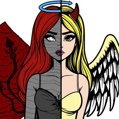 devil vs angel realistic girl