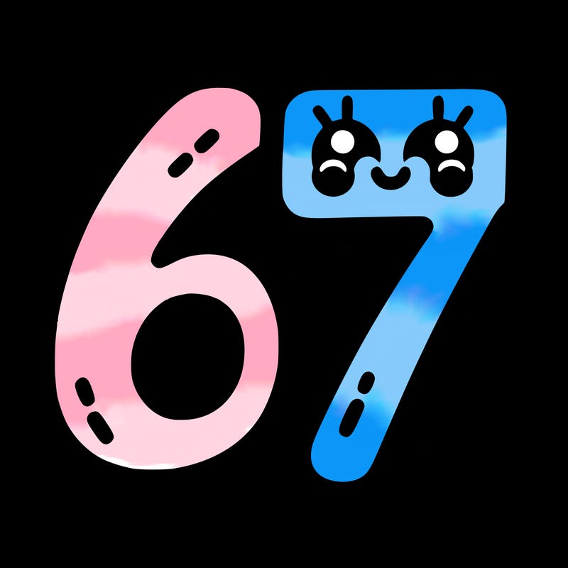 the numbers 67