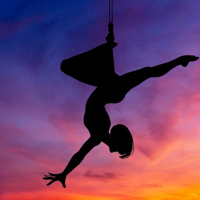 realistic female aerial acrobat