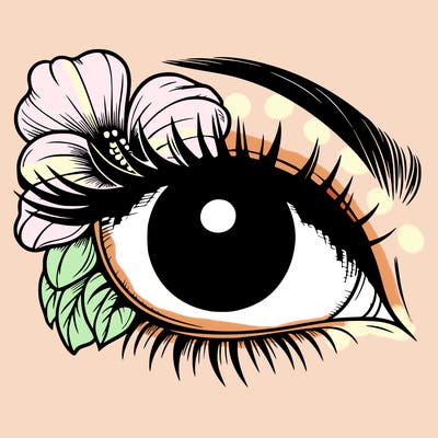 realistic eye with flower