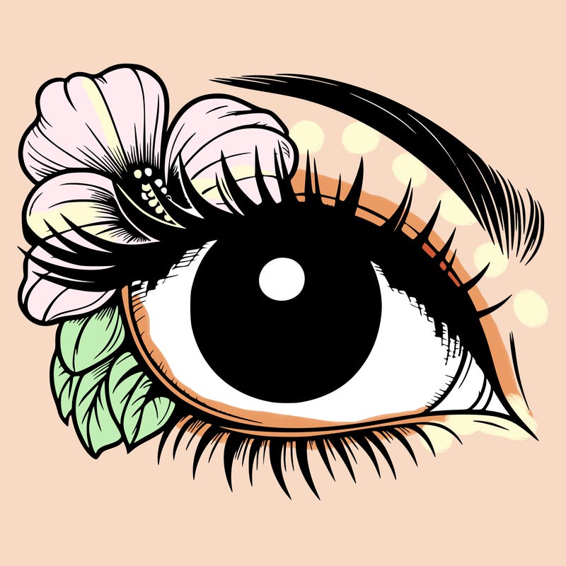 realistic eye with flower