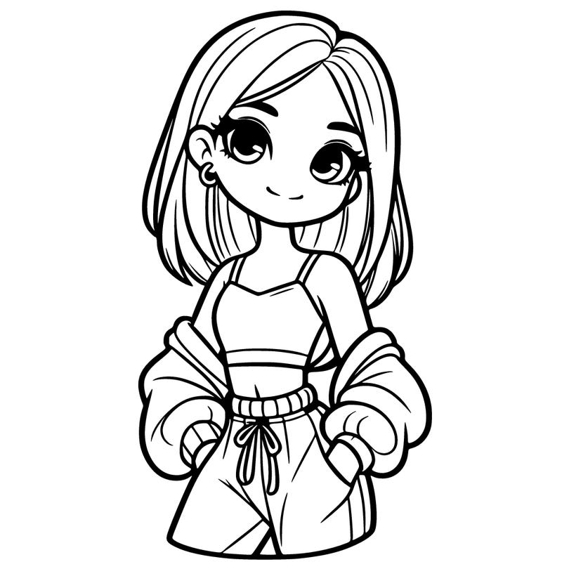 girl with crop top and sweat pants