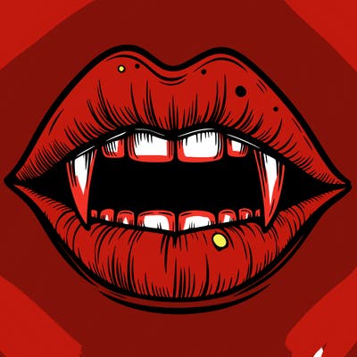 lips with vampire teeth