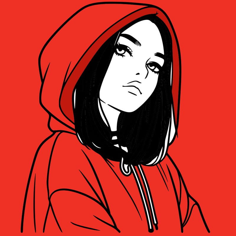 a realistic girl in a hoodie