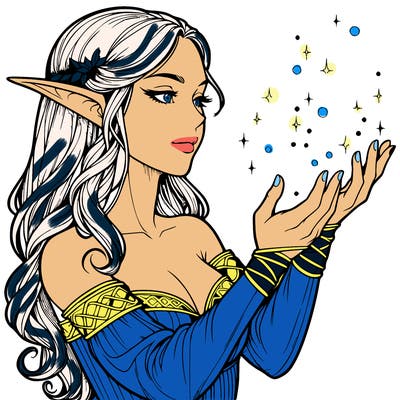 realistic elf girl doing magic