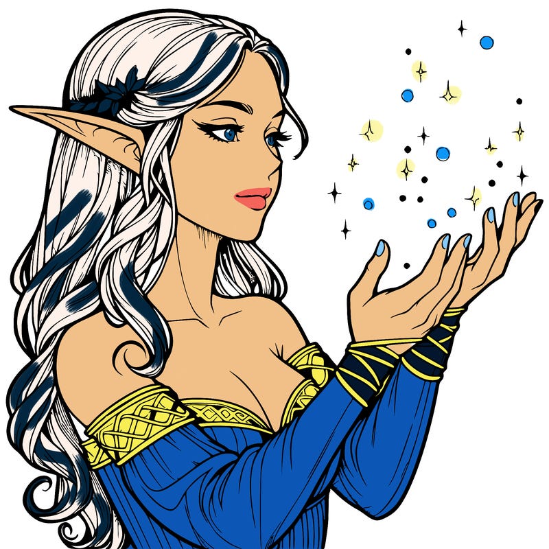 realistic elf girl doing magic