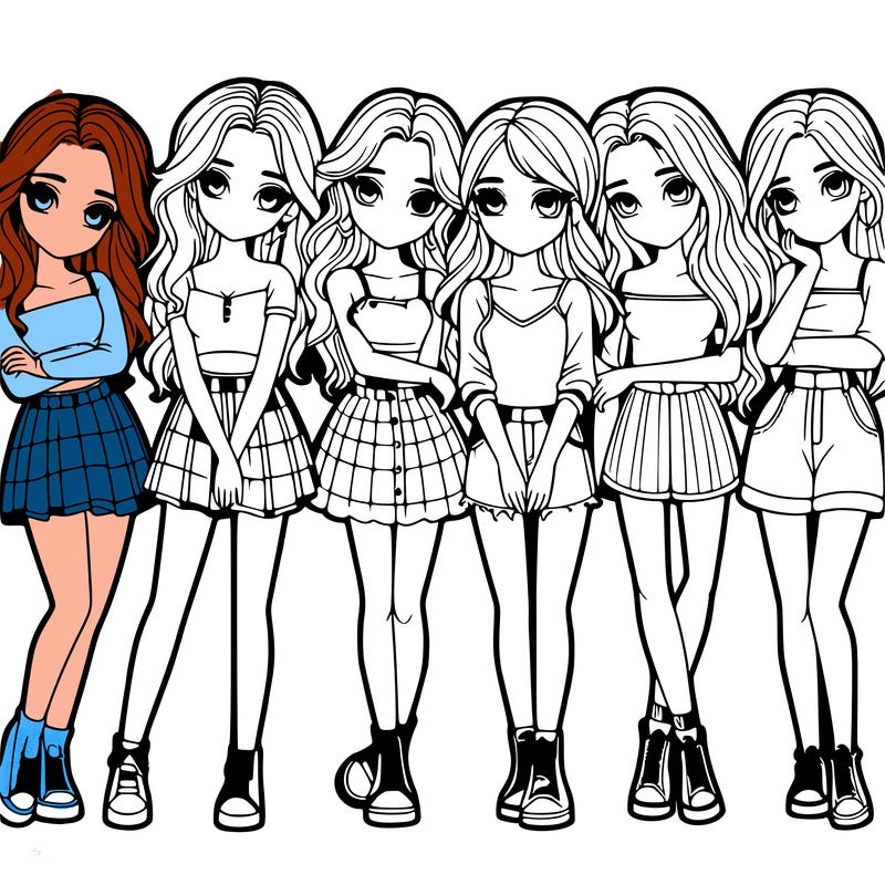 a group of girls realistic