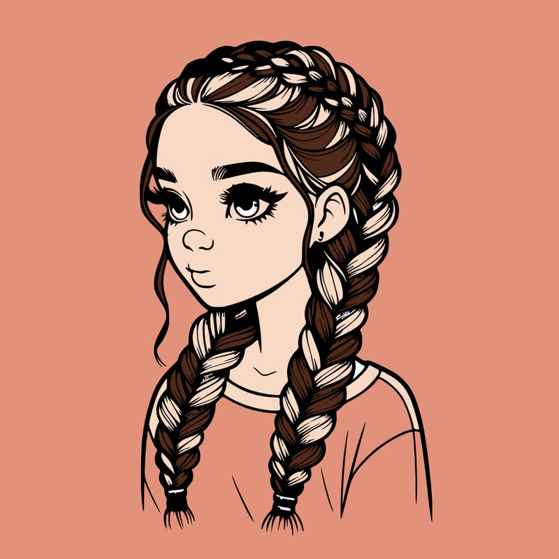 realistic girl with braids