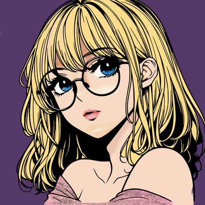 manga woman character with glasses and nice lips