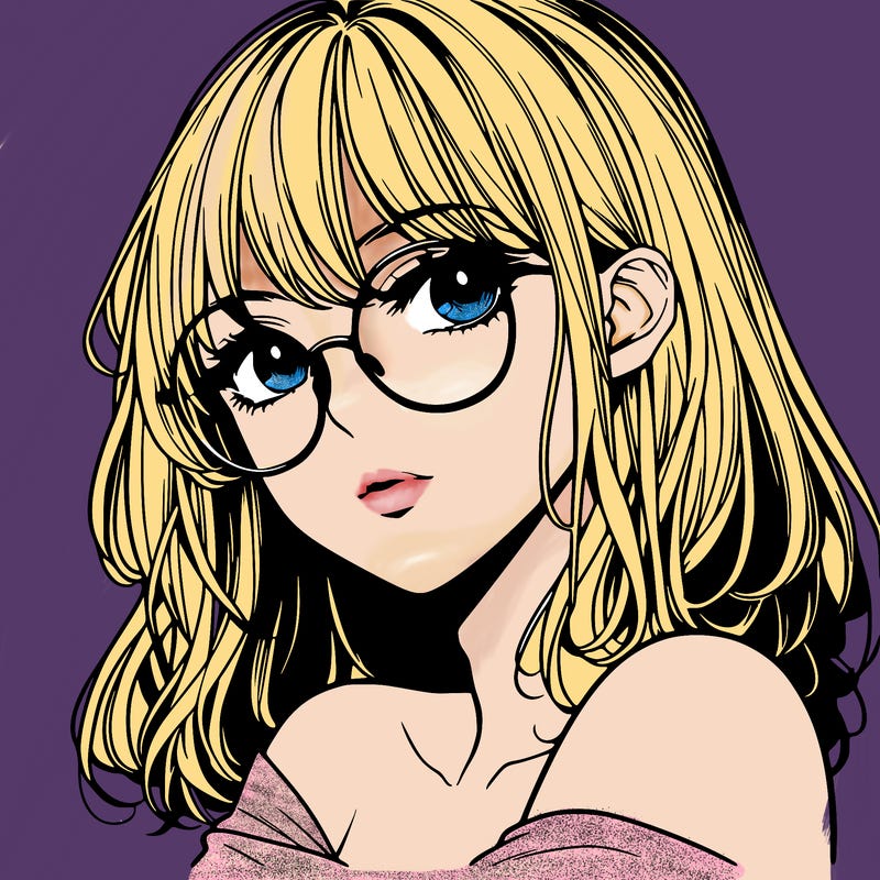 manga woman character with glasses and nice lips