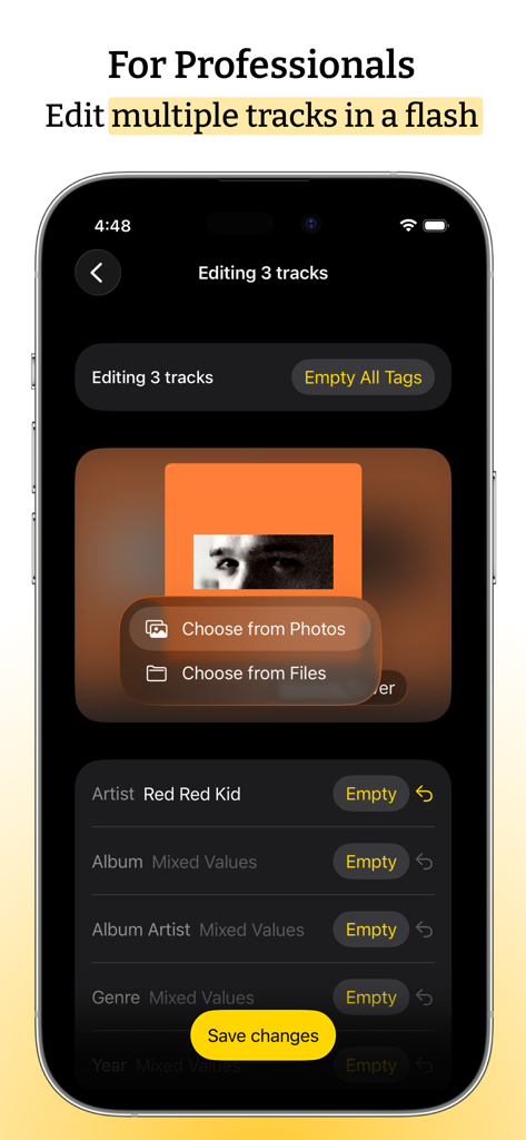 Batch editing music metadata and album art in Audio Tag Editor app