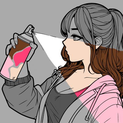 a realistic girl spray, painting