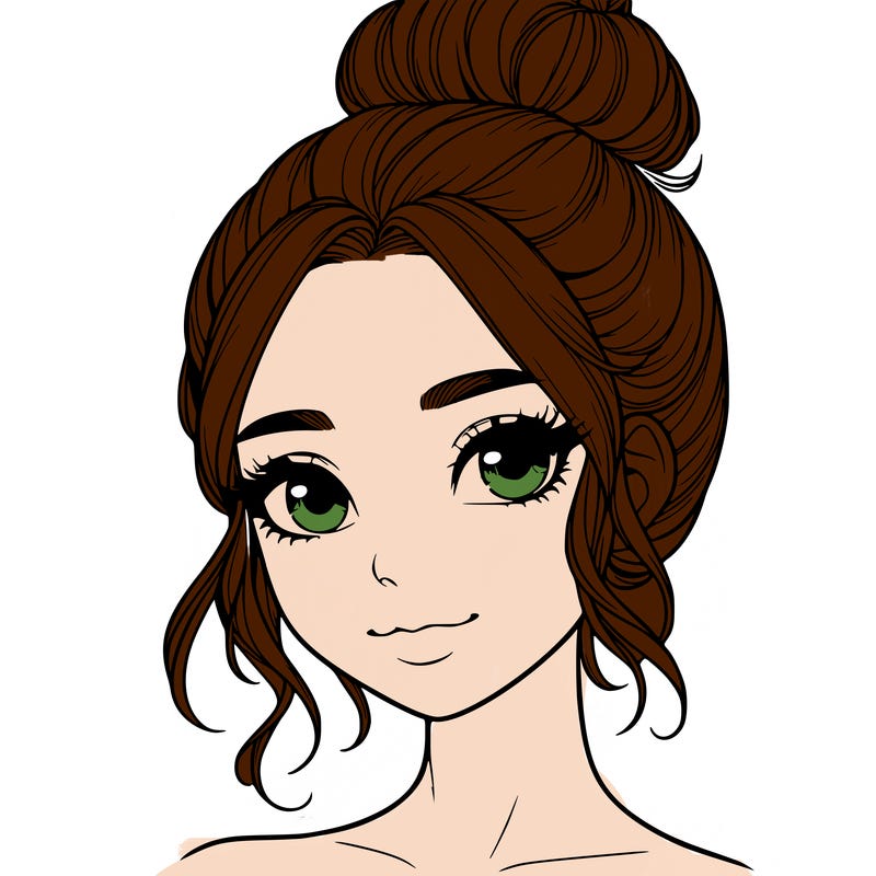 realistic pretty girl with hair in bun