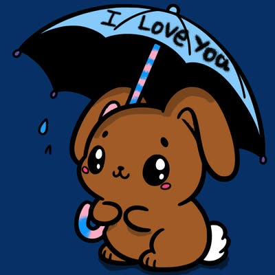 cute bunny with a tiny umbrella