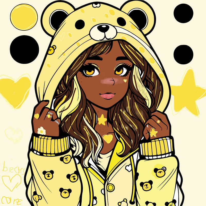 realistic girl in a animal pjs hoodie